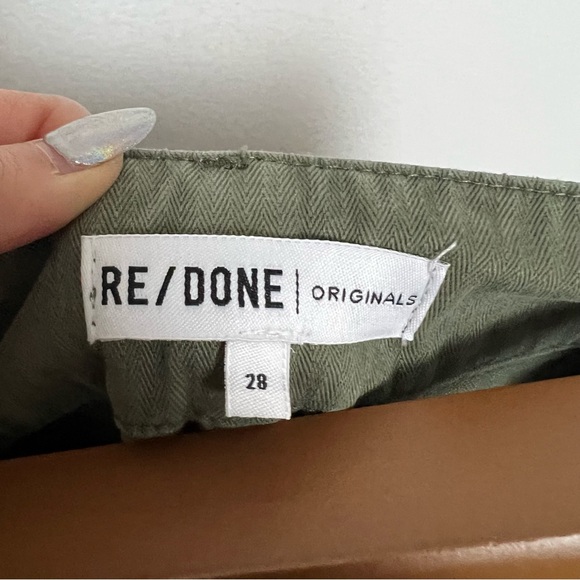 NWT RE/DONE 50s Military High Rise Olive Green Trouser Pants Size 28 - Picture 10 of 11
